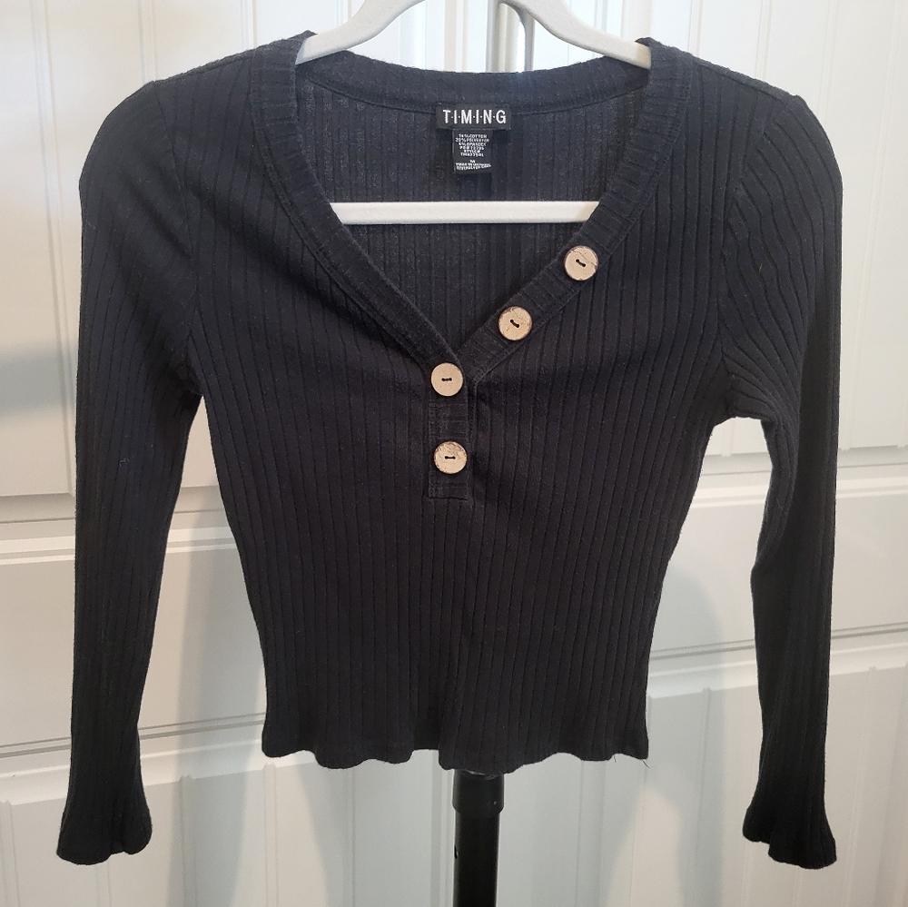 TIMING L/S Ribbed Top Size M